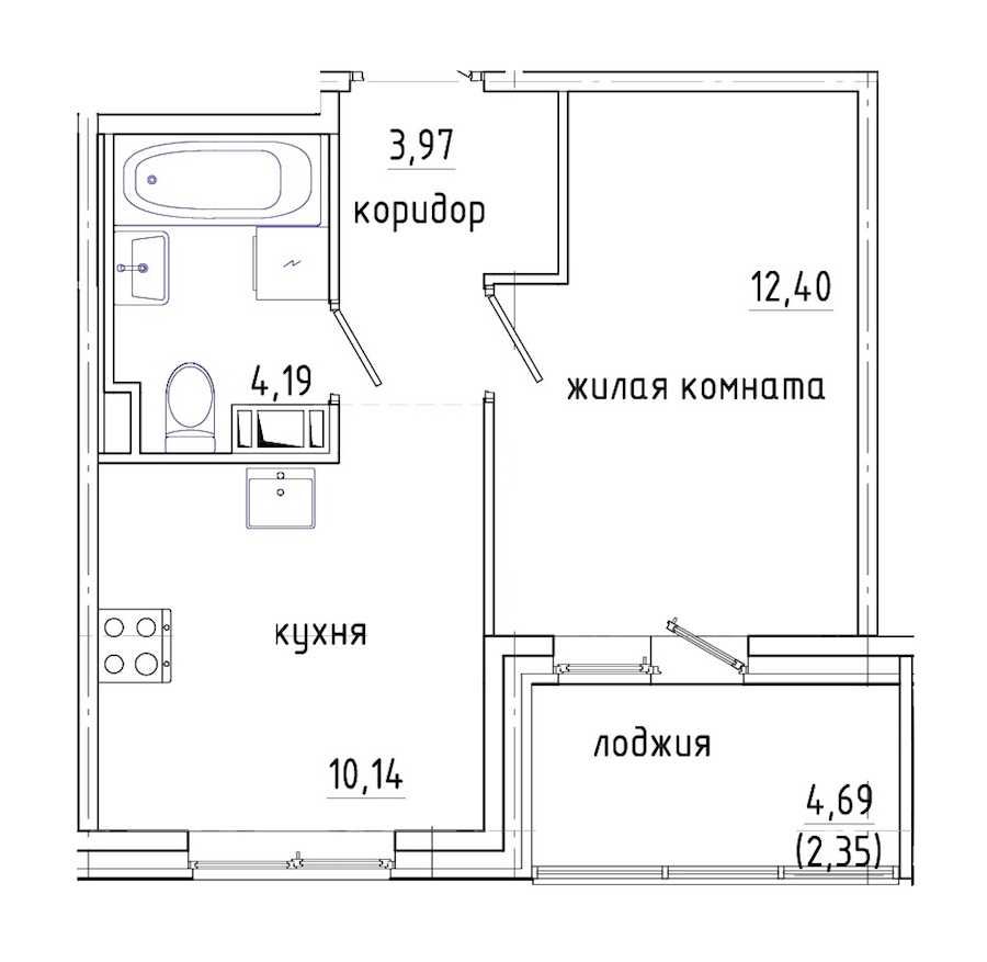 Однокомнатная квартира в : площадь 33.05 м2 , этаж: 8 – купить в Санкт-Петербурге